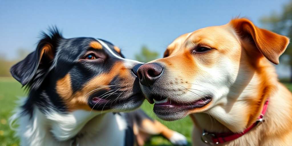 Perro golpeando con el hocico a otro perro — qué significa este comportamiento canino